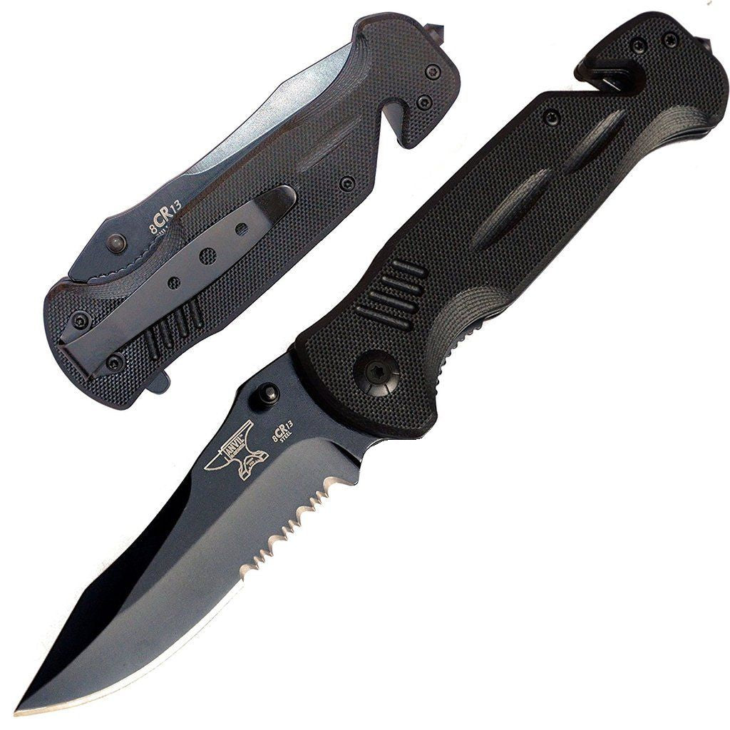 Bullshark - Manual Open Knife - Serrated - Black