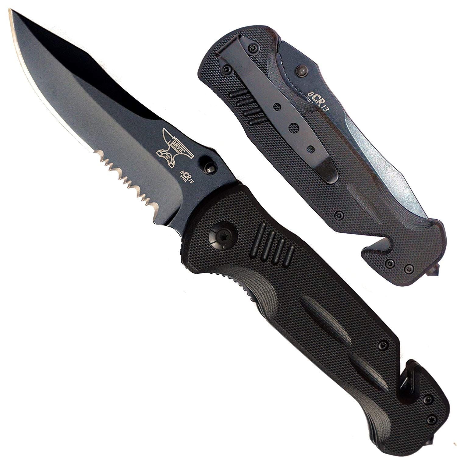 Bullshark - Manual Open Knife - Serrated - Black